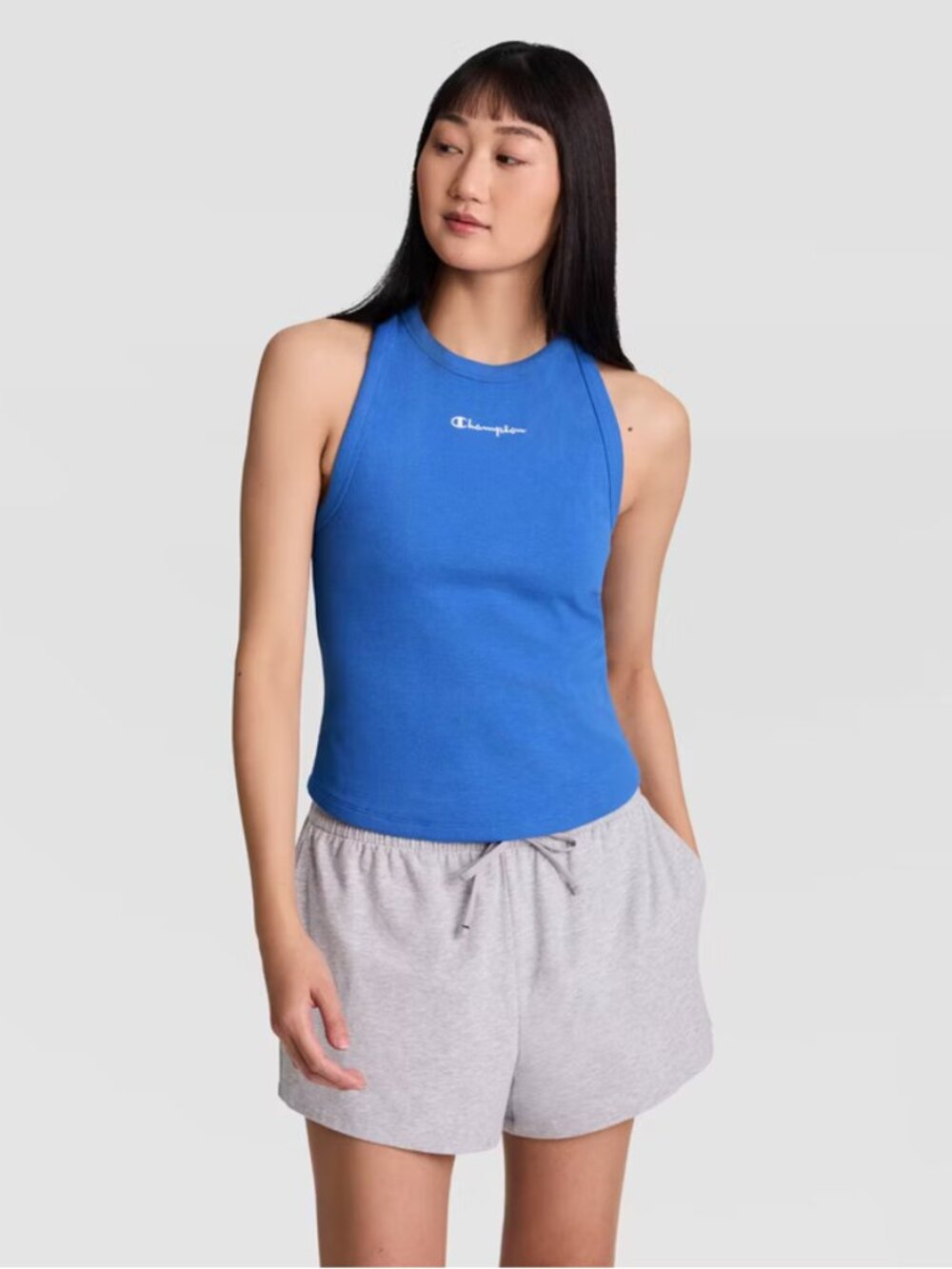 Champion Women's Iconic Essentials Ribbed Tank Top - Blue XS